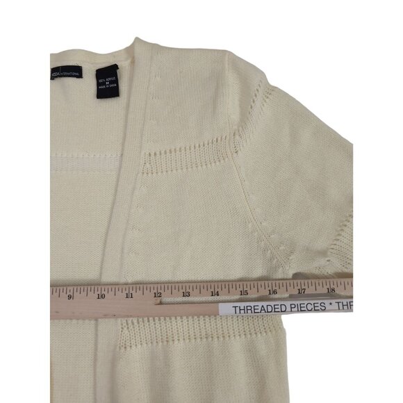 Moda International Duster Cardigan Sweater Womens M Cream Boho Chic Open Front - Picture 6 of 6